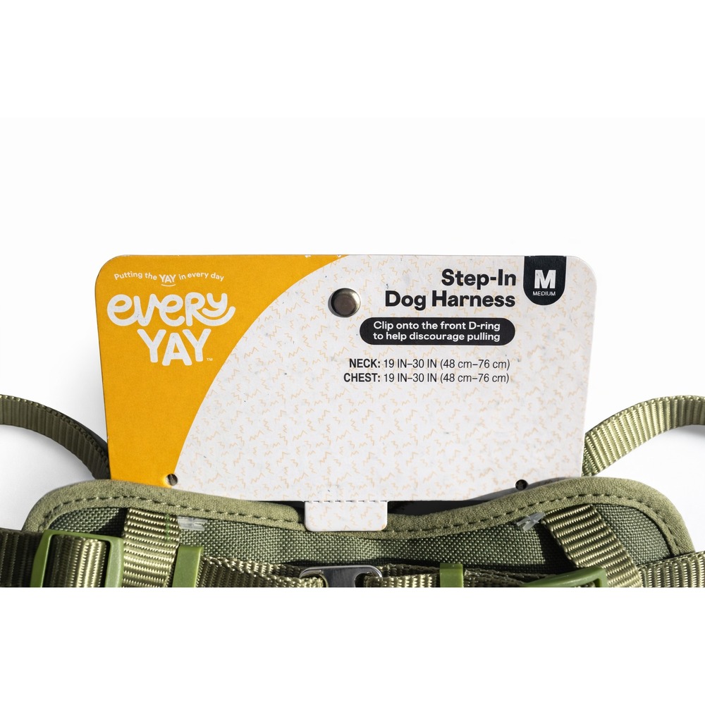 EveryYay Medium Step-In Dog Harness Olive Green Adjustable Front D-Ring - Picture 3 of 9